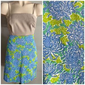 Barbara Gerwit Vintage Blue Green Floral A-Line Mini Skirt Sz 8 Preppy